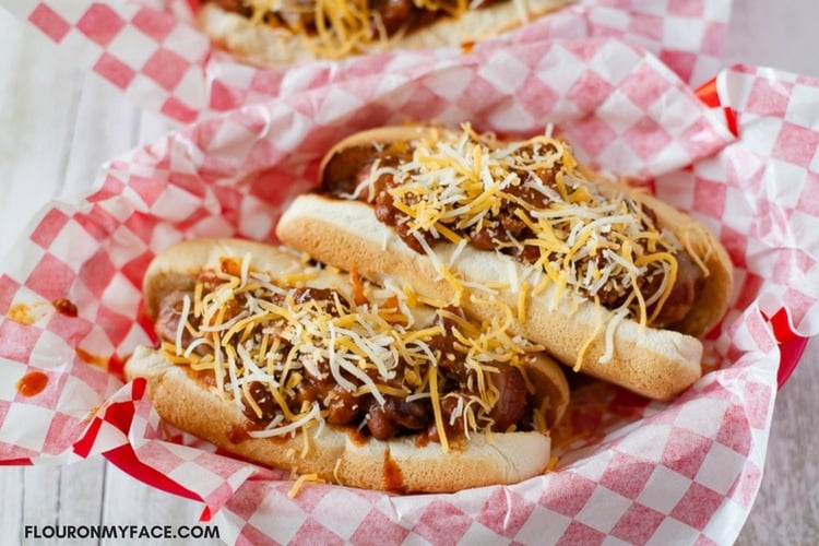 Chili Cheese Hot Dogs made in the crock pot 