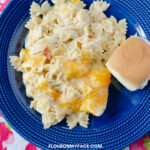 Cheesy Crock Pot Chicken Artichoke Pasta Bake