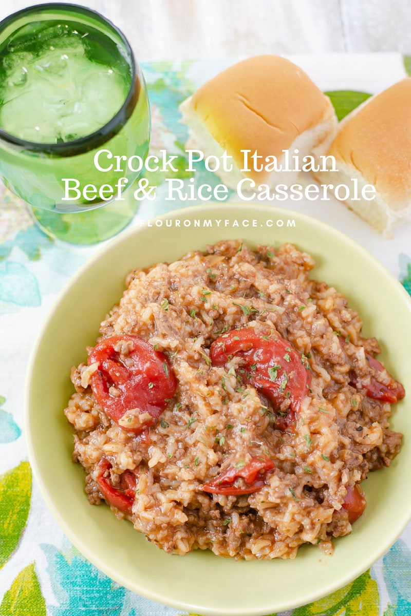 Easy weeknight recipe Crock Pot Italian Ground Beef and Rice Casserole