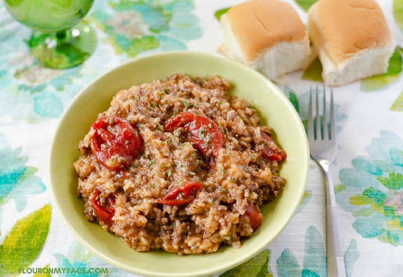 Italian Ground Beef and Rice Casserole recipe made in the slow cooker.