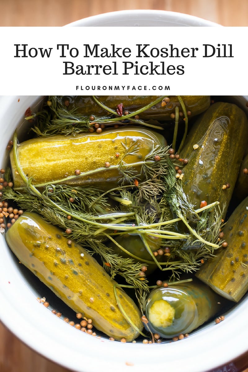 How to make old fashioned Kosher Dill Barrel Pickles: Fermenting kosher ill pickles in a ceramic crock 