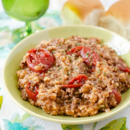 Crock Pot Italian Ground Beef and Rice Casserole - Flour On My Face