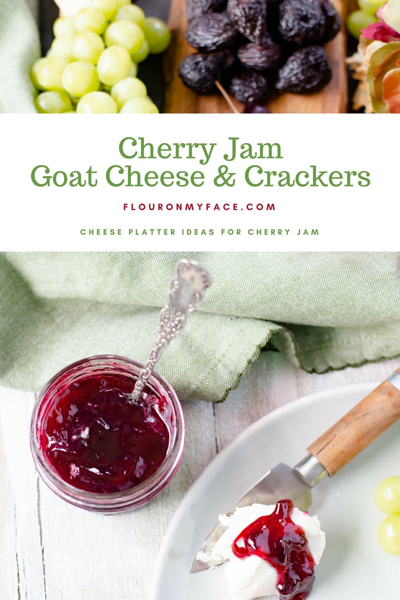 Homemade Sweet Cherry Jam served with Goat Cheese and Crackers.
