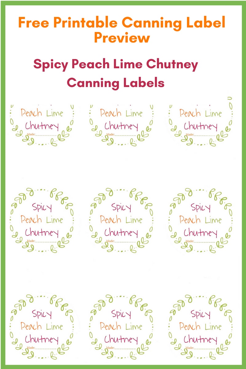  Printable Canning Label for Spicy Peach Lime Chutney recipe