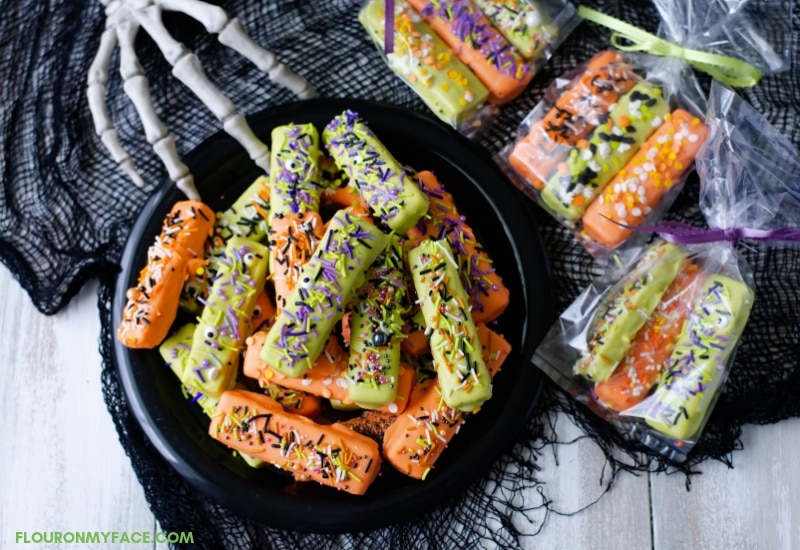 Halloween Cookies on a black plate