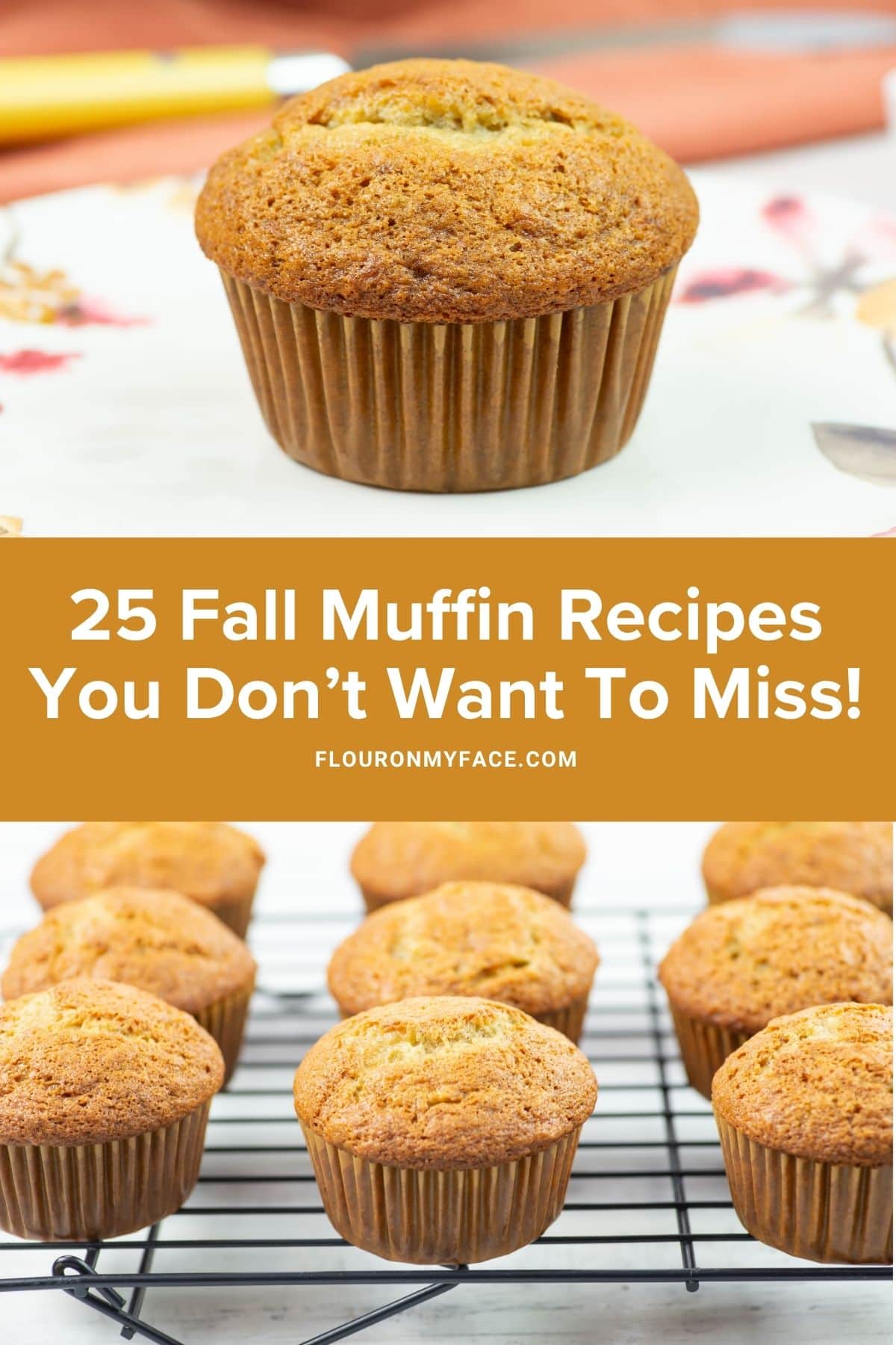 Long image showing Fall Pumpkin Muffins.