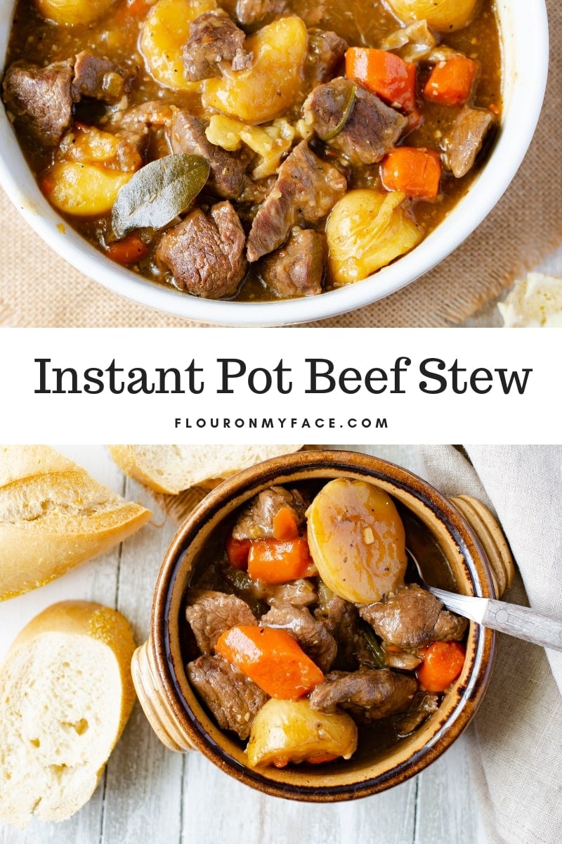A heaping bowl of Instant Pot Beef Stew 