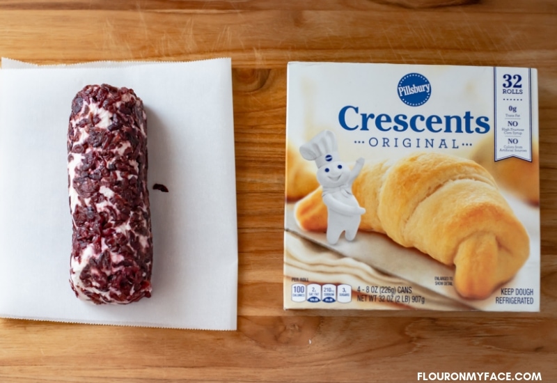 Pillsbury Crescent rolls and cranberry goat cheese log bought at Sam's Club