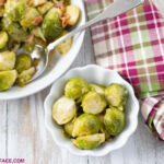 Individual servings of Instant Pot Brussels Sprouts for Thanksgiving dinner.