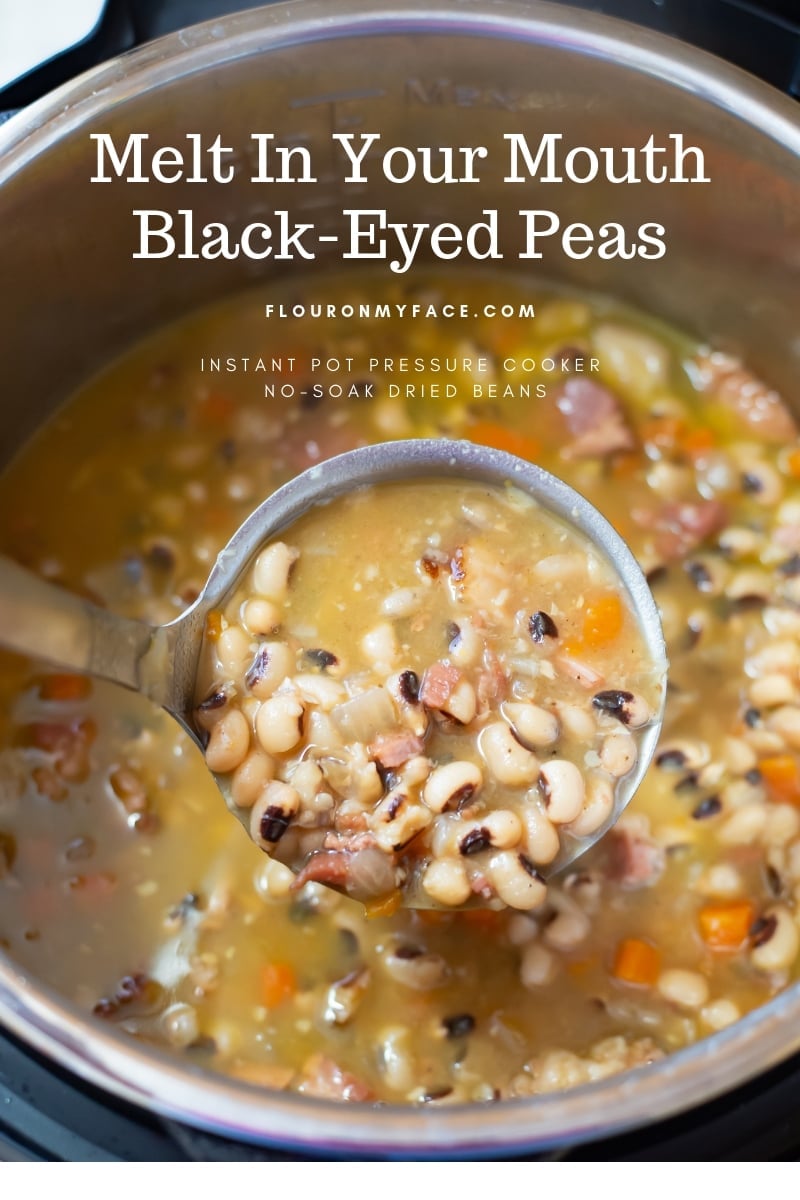 Dried Black Eyed Peas with ham that have been cooked in the Instant Pot.