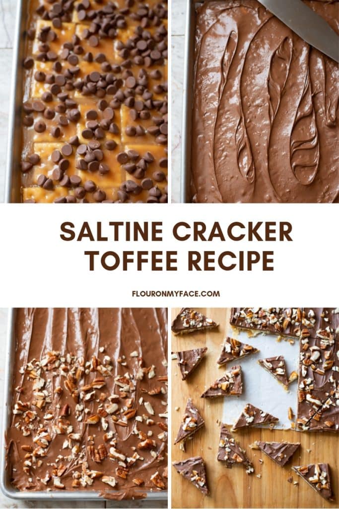 Four steps to make How to make Saltine Cracker Toffee recipe.