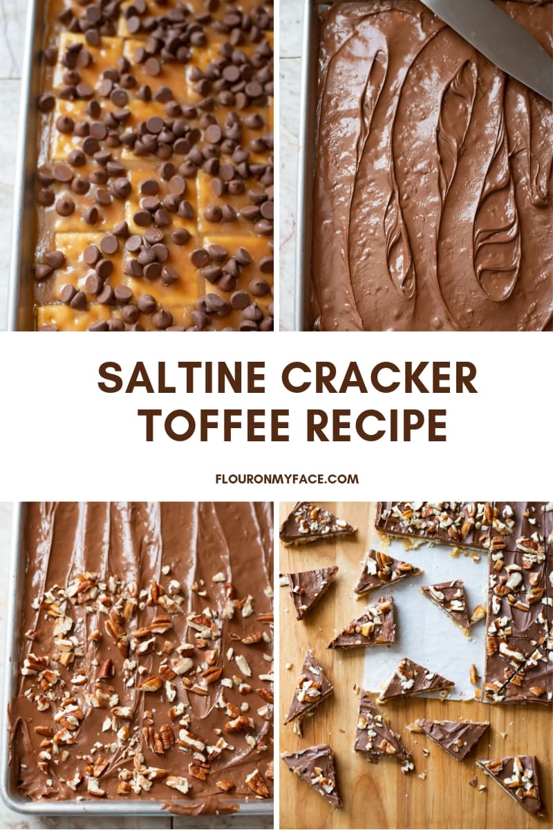Four steps to make How to make Saltine Cracker Toffee recipe.