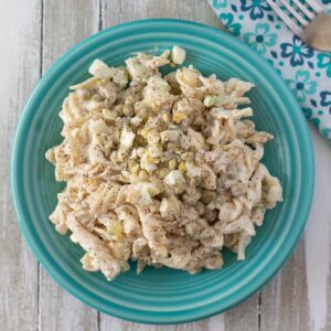 Creamy Tuna Pasta Salad in a large serving bowl.