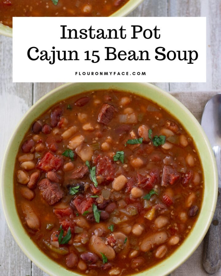 Instant Pot Cajun 15 Bean Soup recipe is an easy no soak bean soup recipe you don't want to miss.