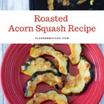 Roasted Acorn Squash slices on a red plate