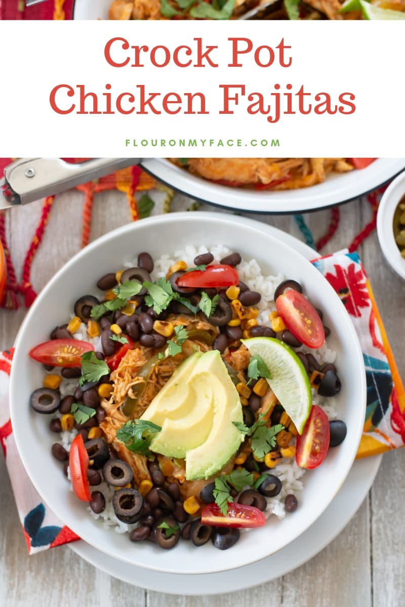 Crock Pot Chicken Fajita Bowl recipe made with easy crock pot chicken fajitas recipe