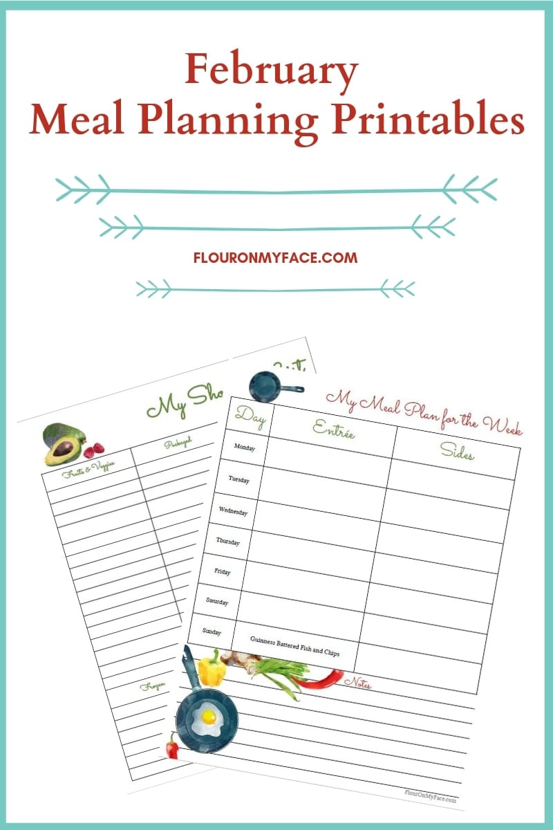 February Meal Planning and shopping list Printables preview