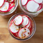 Sweet Pickled Radishes in mason jars