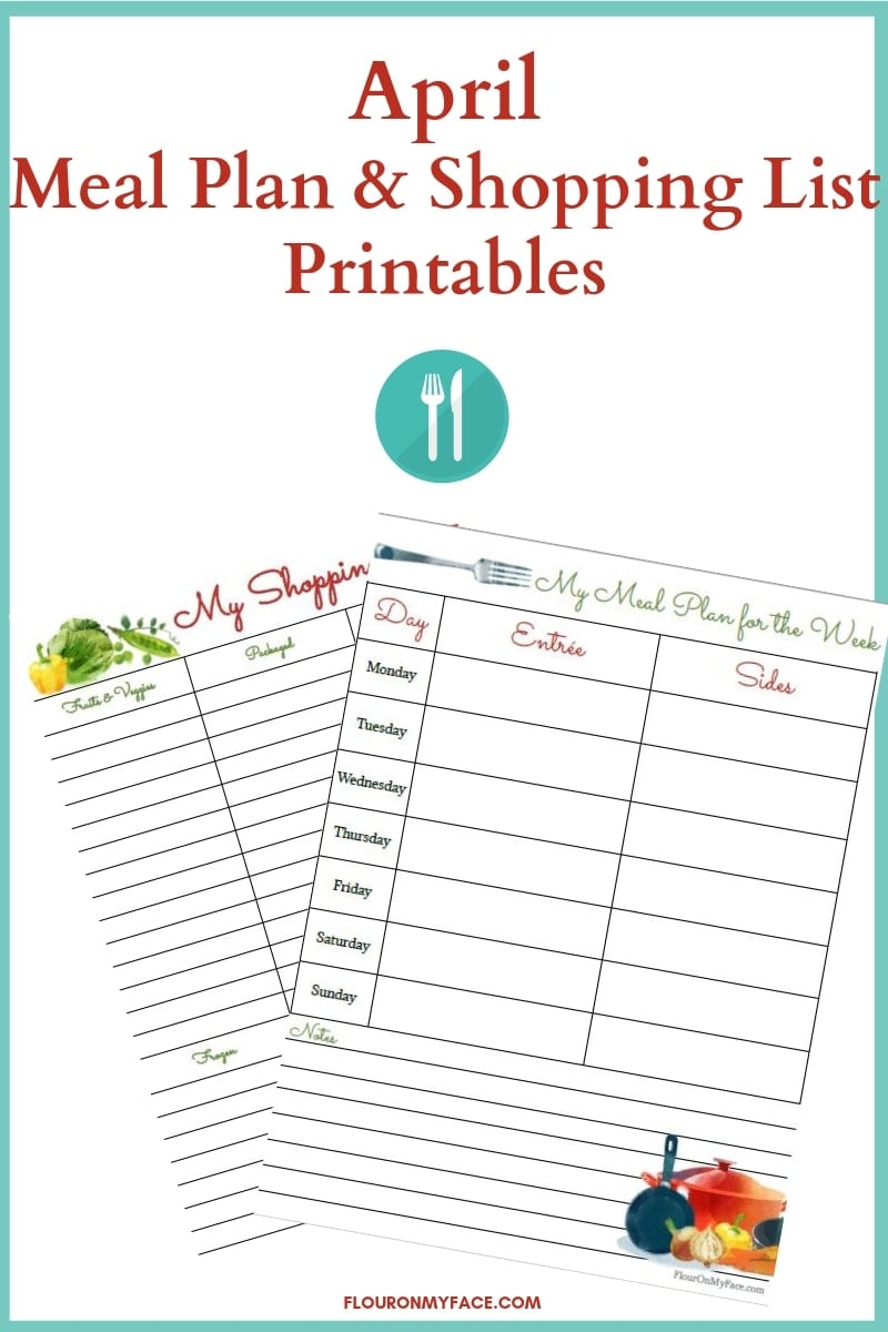 April Meal Plan and Shopping List Printables preview