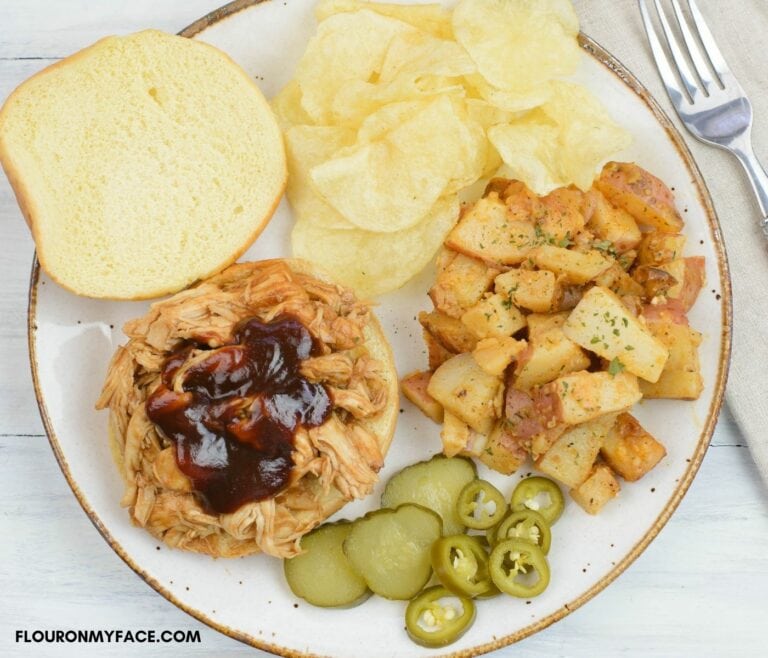 Crock Pot BBQ Pulled Chicken (5 ingredients) Flour On My Face