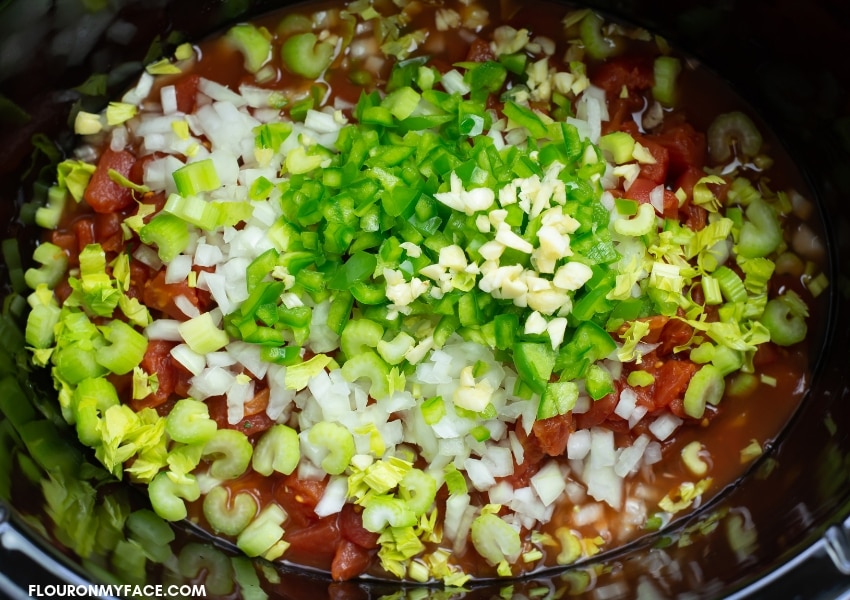 Jambalaya recipe using the Holy Trinity of Cajun cooking.