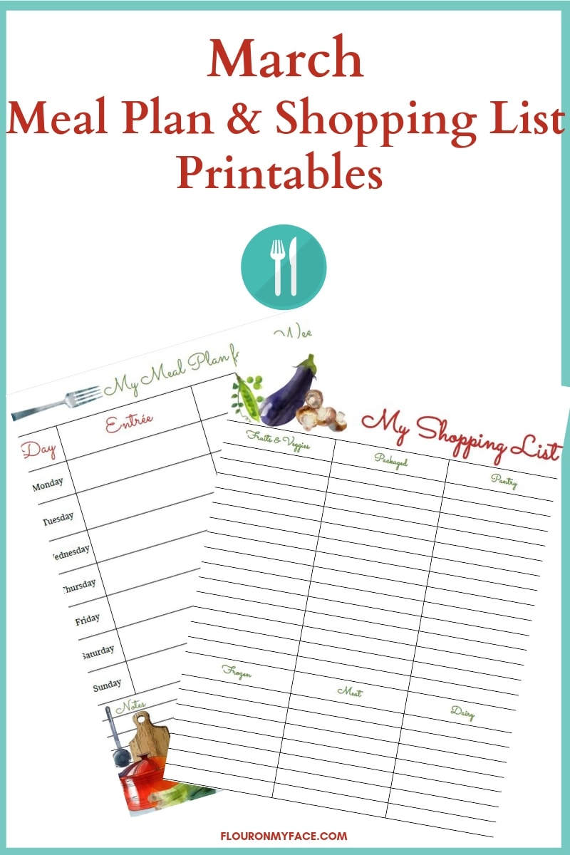 March Meal Plan and Shopping List Printables preview