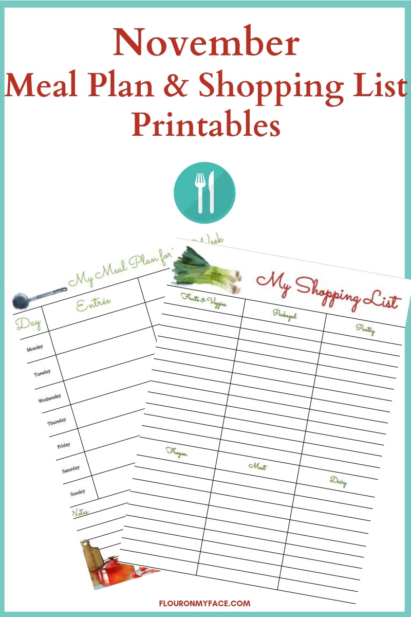 November Meal Plan and Shopping List Printables preview image