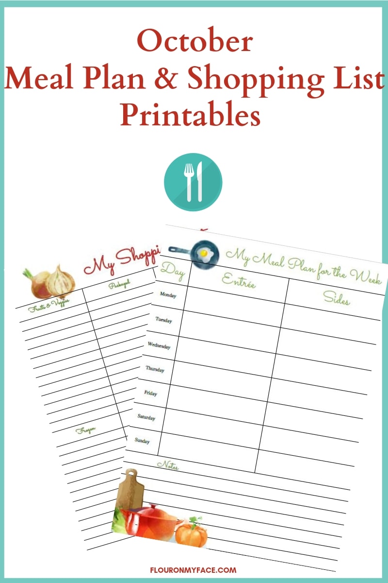 October Meal Plan and Shopping List Printables preview image