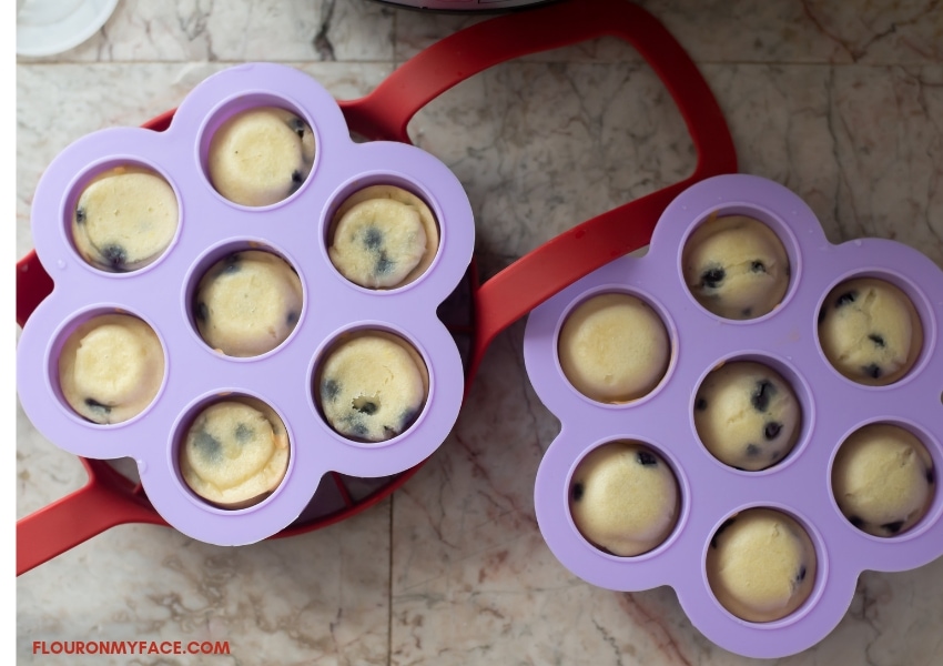 Cooked Blueberry Muffin Bites, still in the Silicon Egg Bites Molds