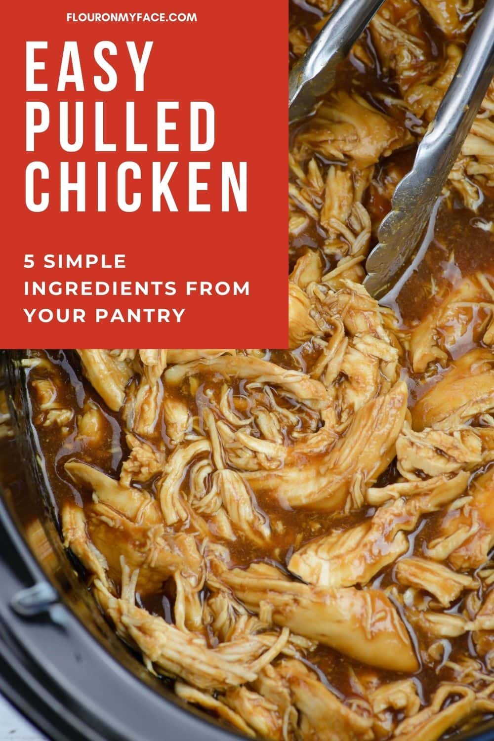 Crock Pot BBQ Pulled Chicken (5 ingredients) - Flour On My Face