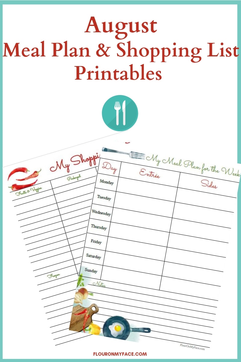 Preview image of two printable meal planning menu and grocery list printables