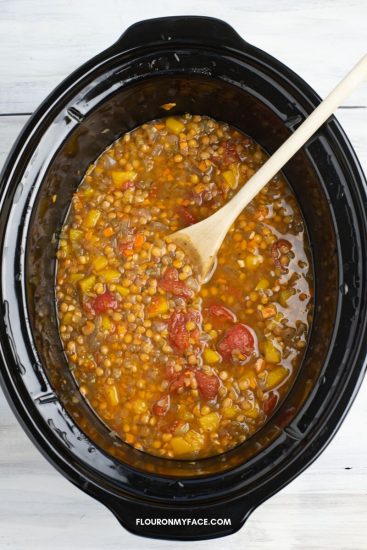 Crock Pot Lentil Butternut Squash Soup - Flour On My Face