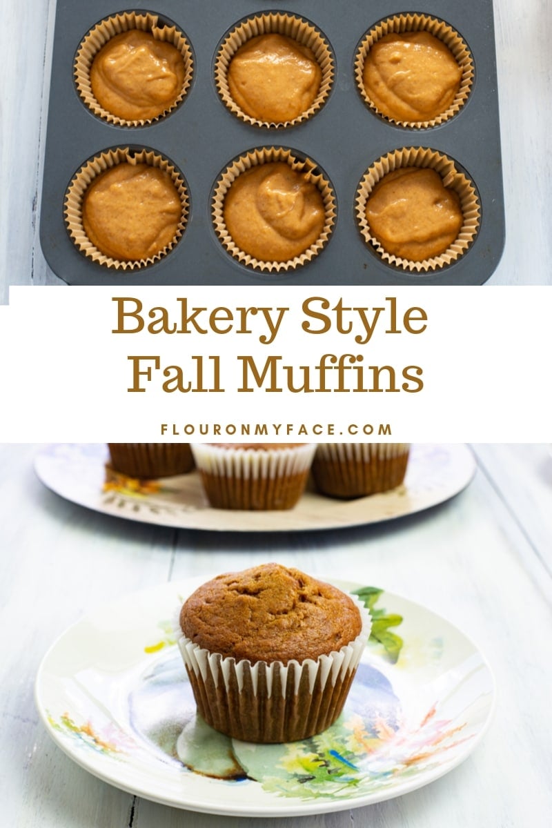 Collage photo of Pumpkin Spice Peanut Butter Muffin batter and a finished muffin