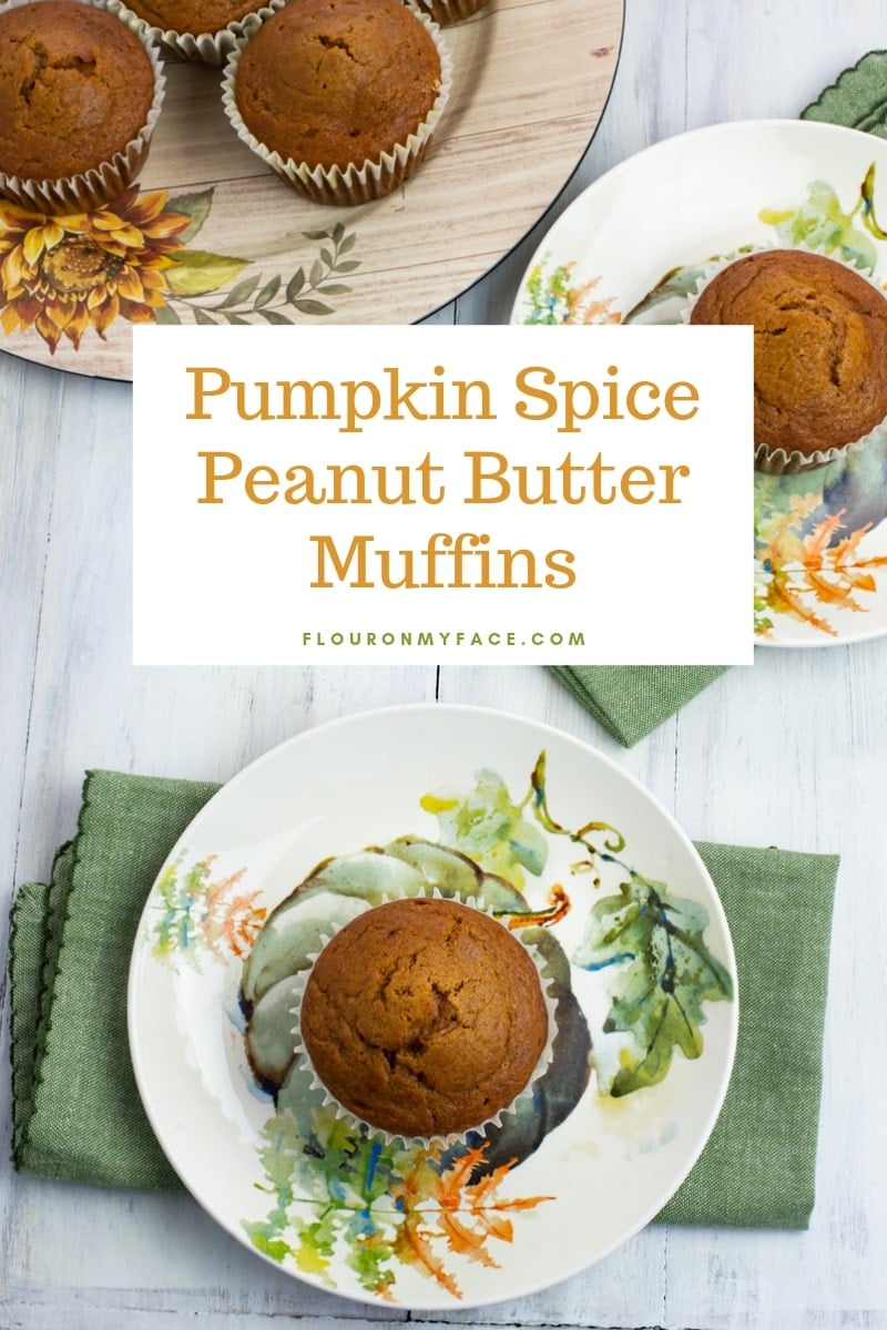 featured overhead photo of jumbo Pumpkin Spice Peanut Butter Muffin recipe