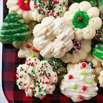 A plate of decorated Almond Spritz Cookies