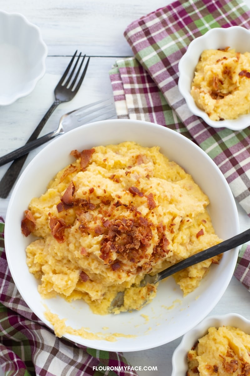 serving mashed rutabaga in individual bowls for the holiday.