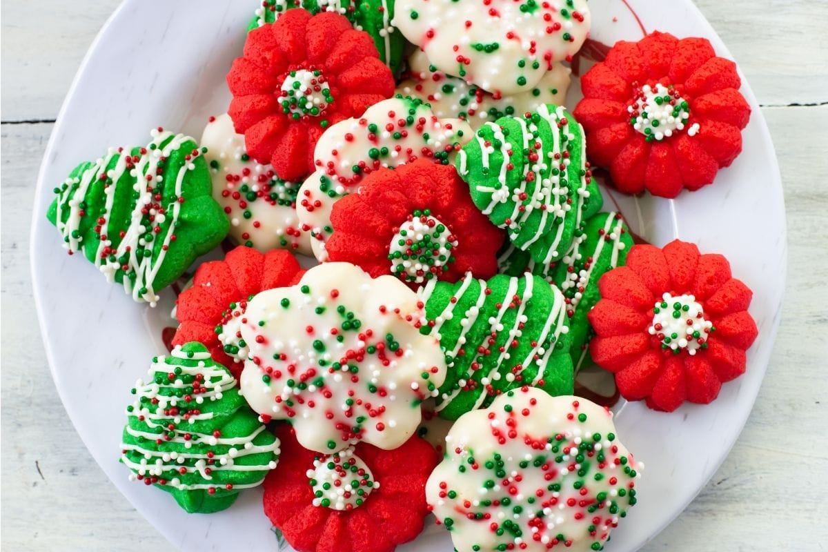 A plate of Christmas cookies.