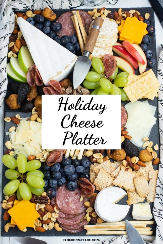 Overhead photo of a Holiday Cheese Platter