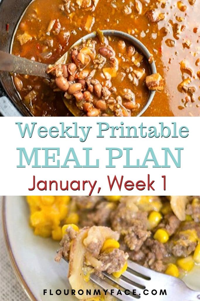 Preview image of the January Meal Plan Week 1 Menu Plan with printable menu and shopping list