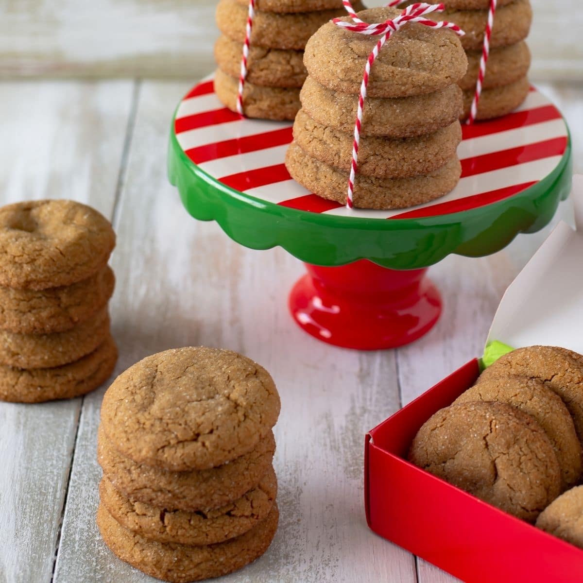 Big Soft Ginger Cookies in a holiday gift box.
