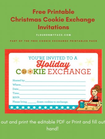 Preview of the free printable cookie exchange invitations
