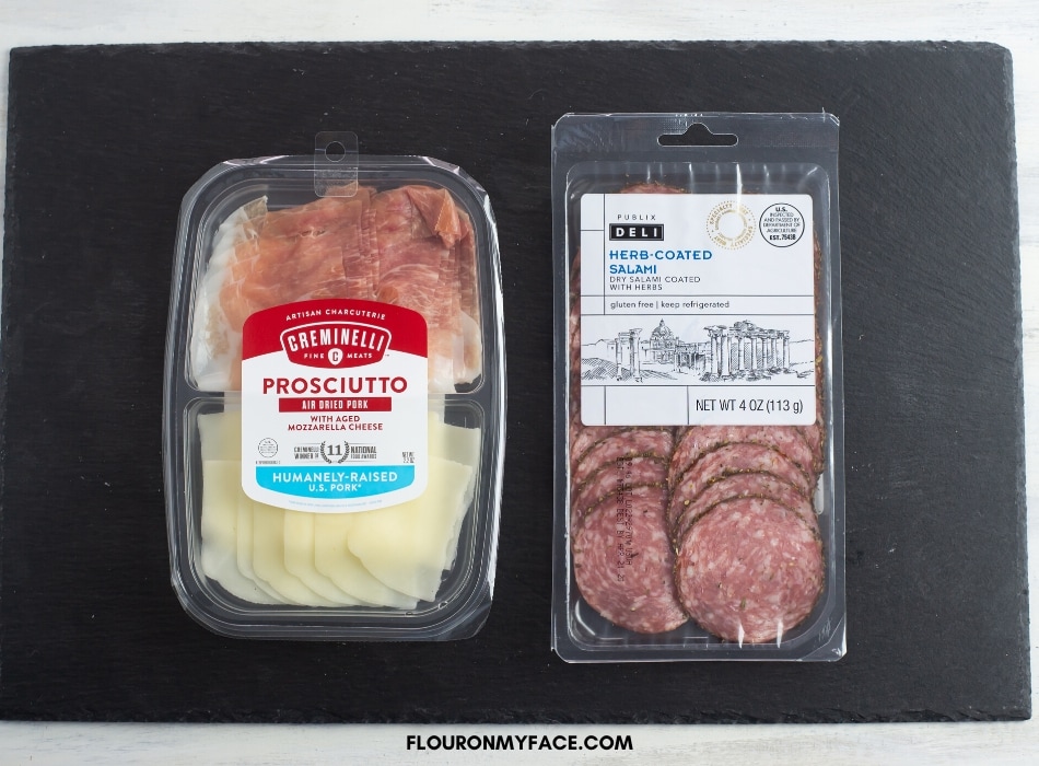 Two examples of the kinds of meats to put on a meat and cheese platter