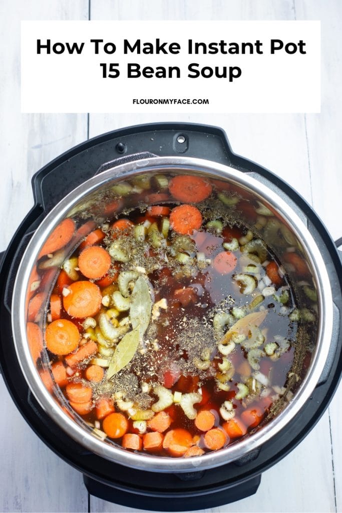 Overhead image of all of the Instant Pot 15 Bean Soup recipe ingredients.