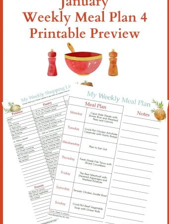 January Meal Plan Week 4 menu plan