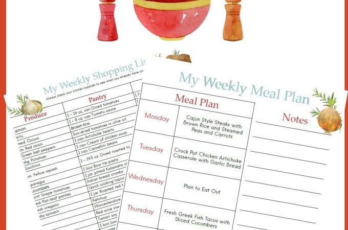 January Meal Plan Week 4 menu plan