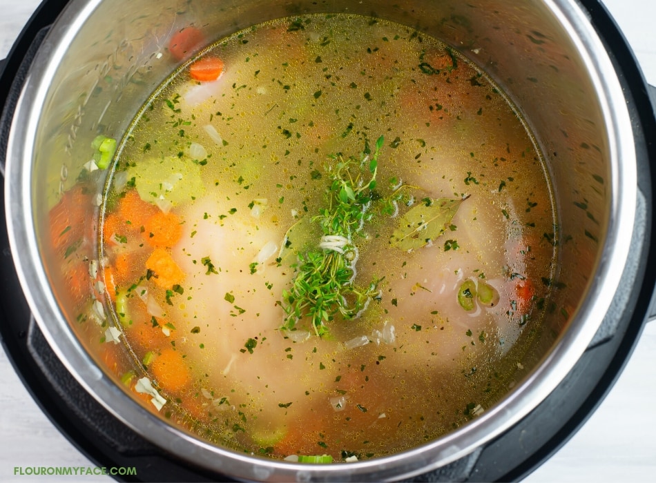 Chicken and Rice Soup Ingredients before pressure cooking