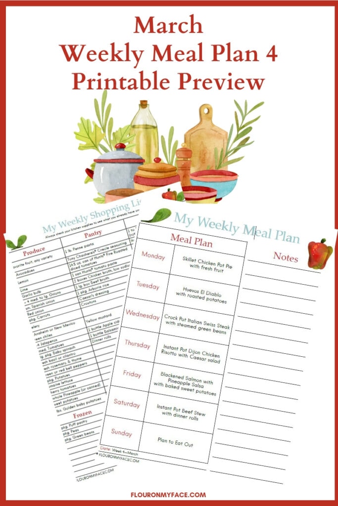 March Meal Plan 4 preview image for printables
