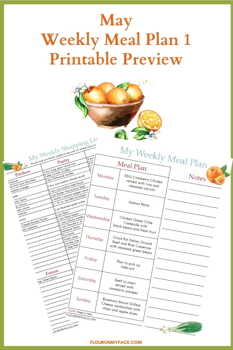 May Weekly Meal Plan Week 1 Printables