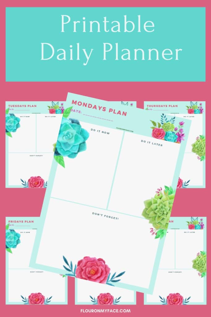 Daily Weekly Planner Preview image of each of the daily printables