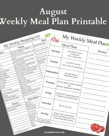 August Weekly Meal Plan Printable Preview